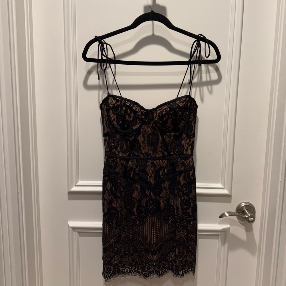 FOR LOVE & LEMONS black lace mini dress